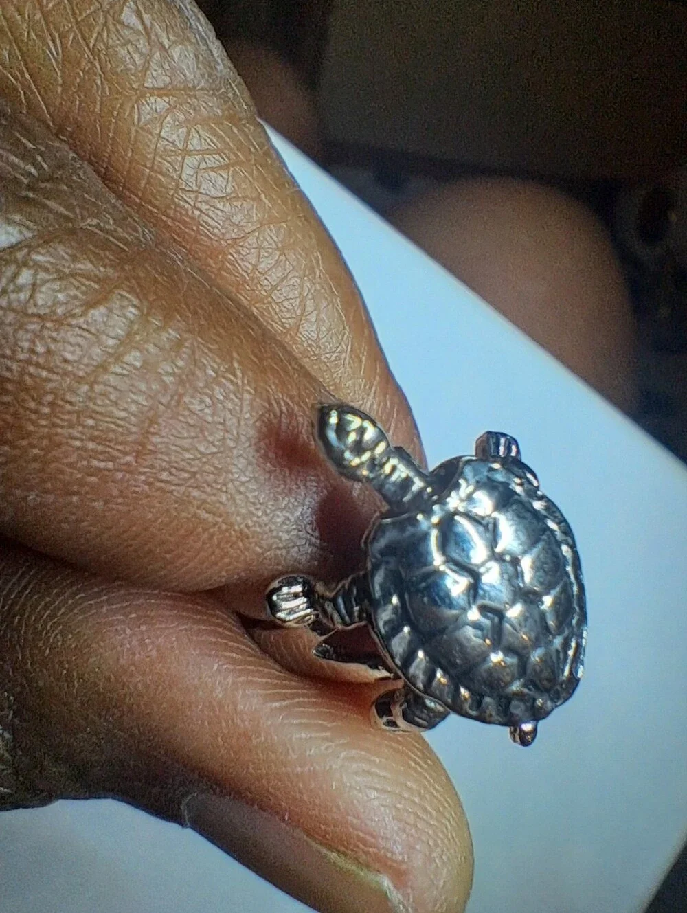 Vintage 925 Sterling Silver Articulated Moving Turtle Ring Mechanical - Size 7